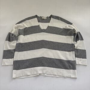 Reborn J Knit Sweater Top Size‎ Striped V-Neck Baggy Womens Small